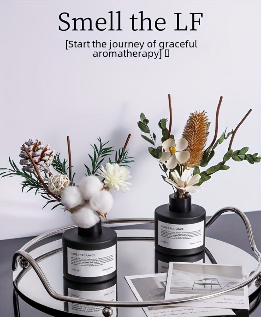 Reed Diffuser with Real Flowers & Essential Oil - Home Fragrance Scent Sticks for Bedroom Bathroom Living Room