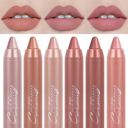 Lipstick Set, PECOLORS 6-Piece Matte Crayon Pen Collection with Nude, Rose and Red Shade Presentation