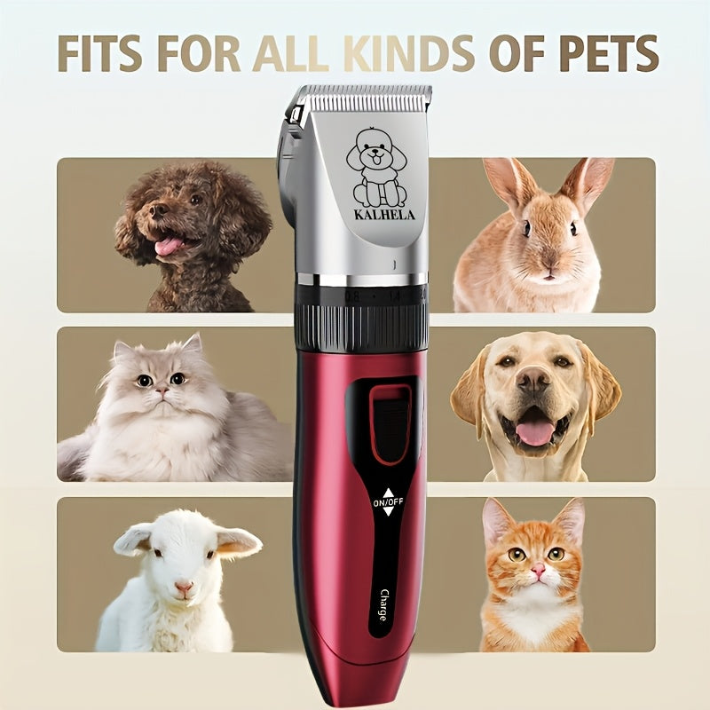 Pet Grooming Clippers Rechargeable with LED Display – Cordless Electric Dog Cat Hair Clipper, Detachable Blades 4 Guide Combs Low Noise