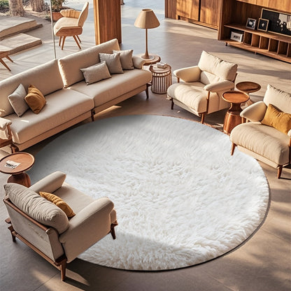 Area Rug Fluffy Faux-Fur Shag in Solid, Tie-Dye and Ombre Colors with Six available Room Sizes