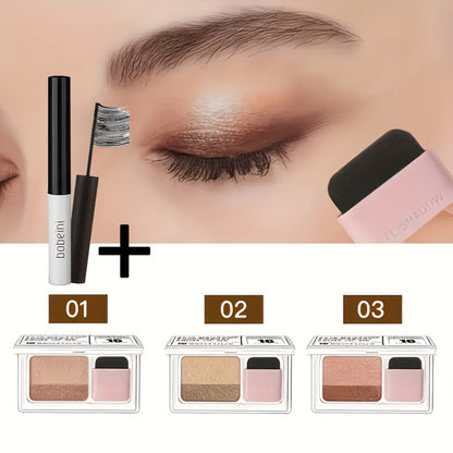Duo Eyeshadow Palette Set 3 Pack, 2-Color Matte & Shimmer Blendable Eye Makeup with Applicator Brush