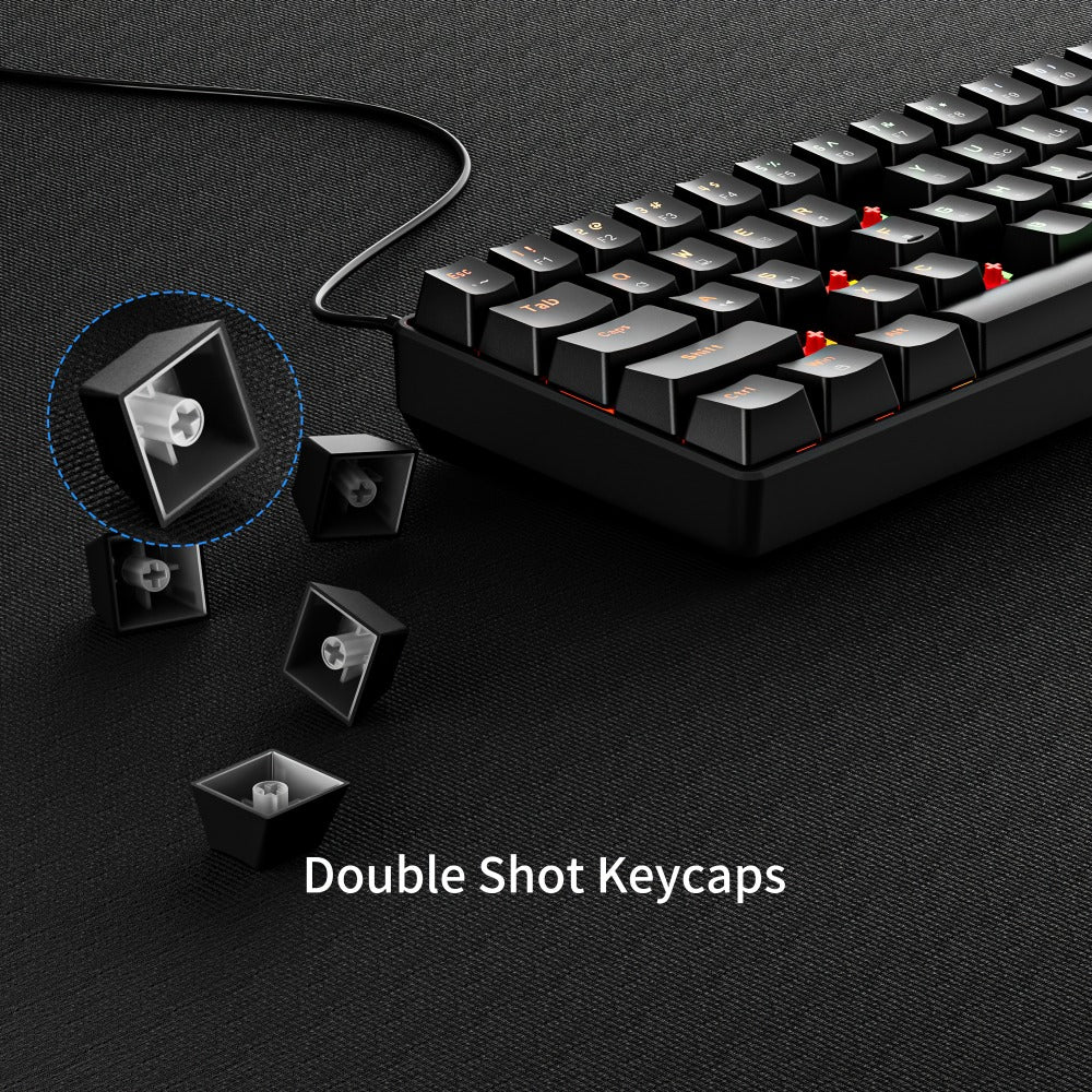 Mechanical Keyboard 61-Key Wired Hot-Swap Layout with Red or Blue Switches, RGB Backlighting and Six Color Options