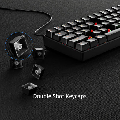 Mechanical Keyboard 61-Key Wired Hot-Swap Layout with Red or Blue Switches, RGB Backlighting and Six Color Options