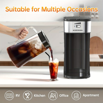 Iced Tea & Coffee Maker 3 QT Pitcher with Reusable Filter Basket, Adjustable Brew Strength, Cold Brew Machine for Iced Tea