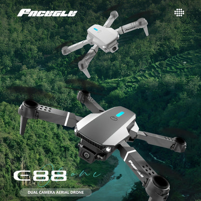 E88 Foldable Drone with Dual Camera with the Listed Color, Size or Set Options for Everyday Use