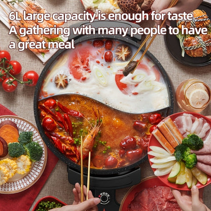 Mandarin Duck Hot Pot Electric, Large Non-Stick Divided Hot Pot for Steaming, Boiling, Frying & Stewing