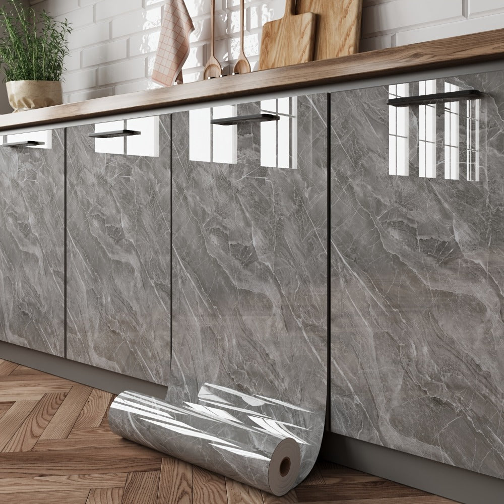 Marble Peel and Stick Wallpaper Roll – Oil-Proof Self-Adhesive Wall Contact Paper for Kitchen Backsplash Bathroom Countertop