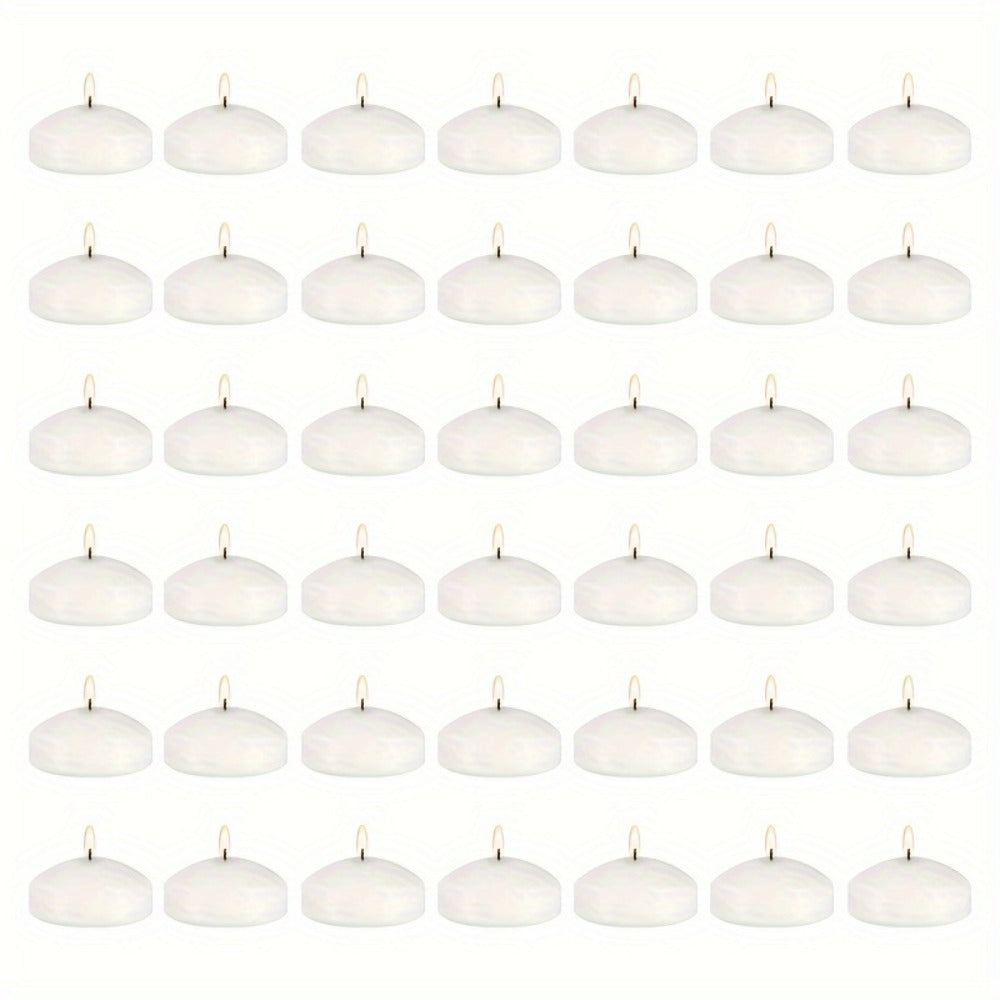 Floating Candles White Set of 42, 1.5 Inch Small Pool Candles, 4- Burn, Wedding Centerpiece, Pool Party