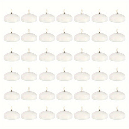 Floating Candles White Set of 42, 1.5 Inch Small Pool Candles, 4- Burn, Wedding Centerpiece, Pool Party