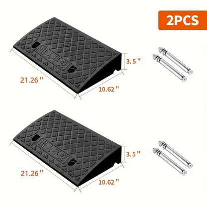 Curb Ramp 2-Pack Portable Plastic Threshold Ramp Set for Low Floor Vehicles, Motorcycles, Wheelchairs