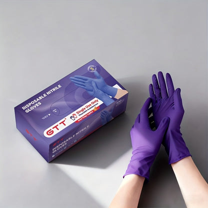 GTT Dark Purple Nitrile Disposable Gloves in 500-Piece Packs with Four Size Options from S to XL