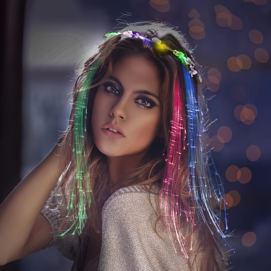 Light Up Flower Crown Headbands 36 Pack Bulk LED Fiber Optic Floral Tiara Glow Party Favors for Women Girls