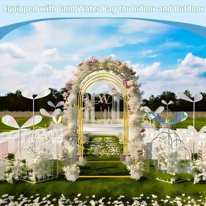 2-Piece Wedding Arch Backdrop Frame Set 7.2FT+6FT Metal Balloon Arch Stand for Wedding for Entryways, Bedrooms and Living Spaces