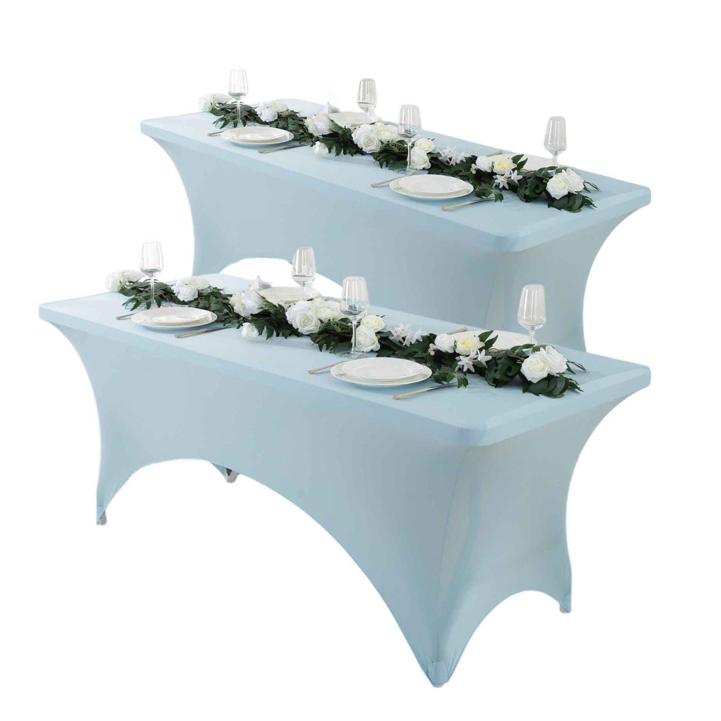 Spandex Fitted Tablecloth 4ft 6ft 8ft, Wrinkle-Free Stretch Rectangle Table Cover for Wedding Party Event Banquet