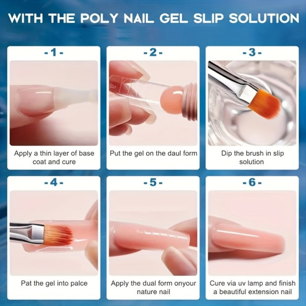 Poly Gel Slip Solution 75ml 2.6oz with Container – Anti-Stick Liquid for Poly Nail Extension Gel Application