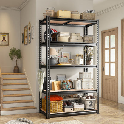 5-Tier Metal Shelving Unit for Entryways, Bedrooms and Living Spaces, with the Listed Configuration