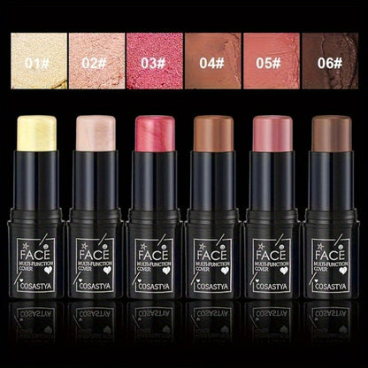 Blush Stick Makeup Set 6 Piece, 3-in-1 Waterproof Blush Eyeshadow Touch-Up Sticks, All-Day Glossy Shimmer