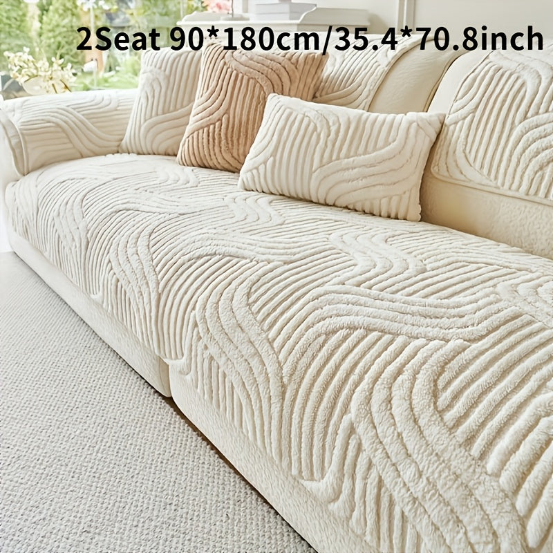 Sofa Cover Shu Velveteen Vintage-Style Panels with Textured Finish for 2 to Large 4-Seater Sofas