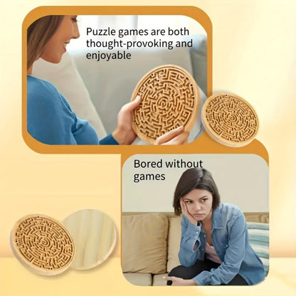 Wooden Maze Balance Board with Steel Ball, Brain Training Puzzle Game for Kids & Adults, Hand-Eye Coordination