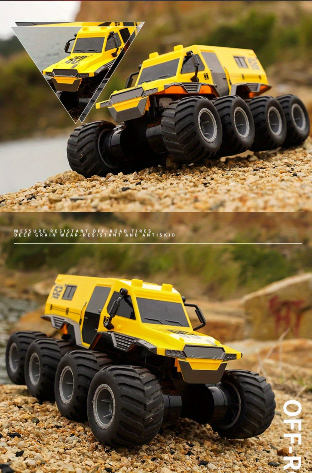 Amphibious RC Truck 8-Wheel Drive 4-Motor Off-Road Climbing Remote Control Armored Vehicle, Oversized Land & Water Military Truck Toy