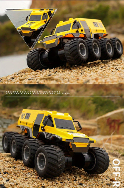 Amphibious RC Truck 8-Wheel Drive 4-Motor Off-Road Climbing Remote Control Armored Vehicle, Oversized Land & Water Military Truck Toy