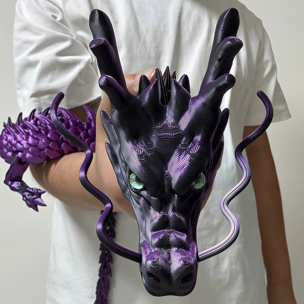 3D Printed Dragon 35.4 Inch with Flexible Joints – Articulated Poseable Dragon Figurine for Car Dashboard, Home Decor & Desk Display