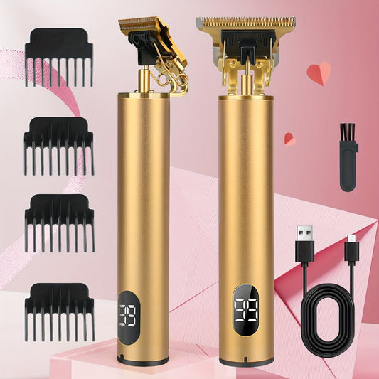 T-Blade Trimmer for Men Cordless Rechargeable – Nano Titanium Alloy Blades LED Display 4 Guide Combs 1.5-4mm