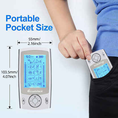TENS Unit Stimulator Dual Channel 16 Modes 16 Levels for Pain Back Neck Shoulder Full Body for Entryways, Bedrooms and Living Spaces