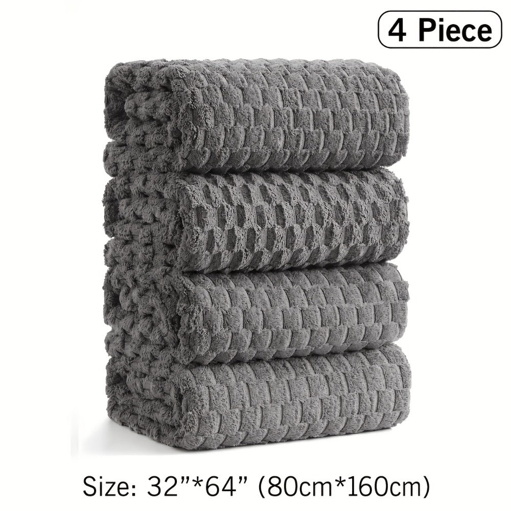 Bath Towels Set Single or 4-Piece 800GSM Oversized Microfiber Towels 32 x 64 Inch for Home and Guest Use