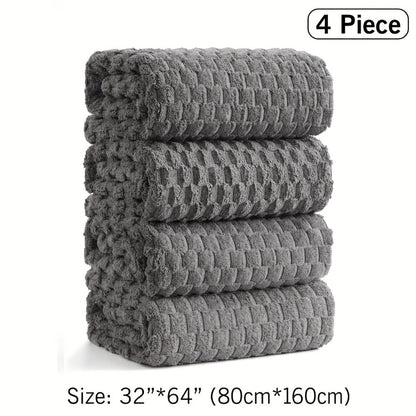 Bath Towels Set Single or 4-Piece 800GSM Oversized Microfiber Towels 32 x 64 Inch for Home and Guest Use