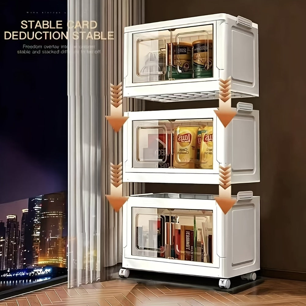 Stackable Plastic Storage Box with Flip Lid, Large Multifunctional Rectangular Organizer for Home & Office