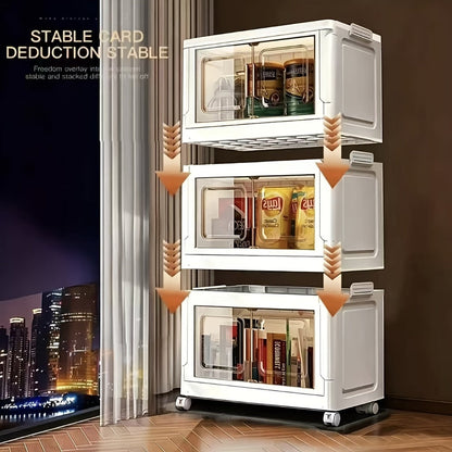 Stackable Plastic Storage Box with Flip Lid, Large Multifunctional Rectangular Organizer for Home & Office