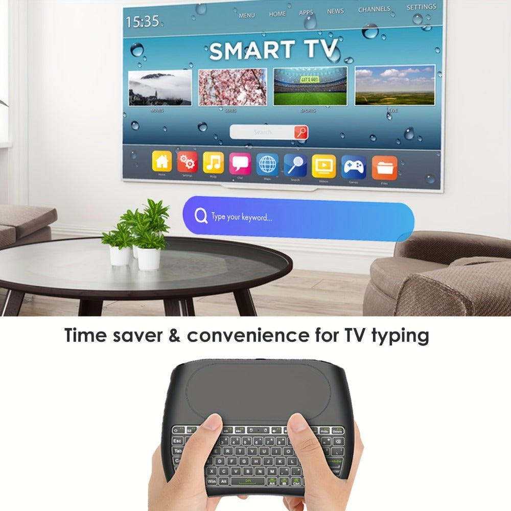 Wireless Mini Keyboard with Large Touchpad & 7-Color Backlight, Bluetooth & 2.4G Dual Mode Handheld Keyboard Remote Control