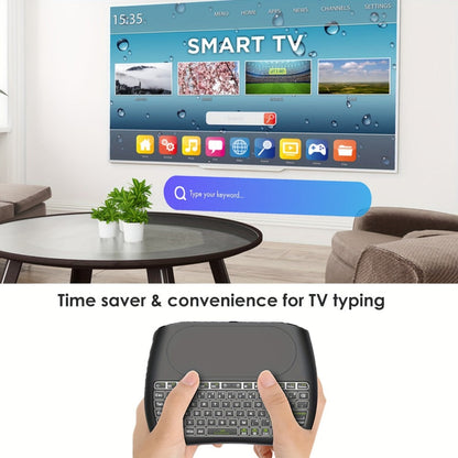 Wireless Mini Keyboard with Large Touchpad & 7-Color Backlight, Bluetooth & 2.4G Dual Mode Handheld Keyboard Remote Control