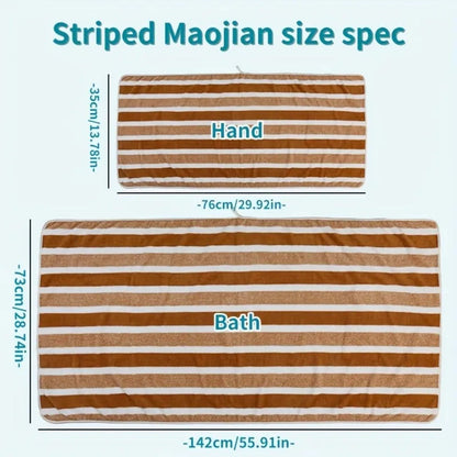 Towel Set 9 or 15 Piece 320GSM Coral Fleece Striped Mix in Five Solid or Mixed Colors for Home and Guest Use