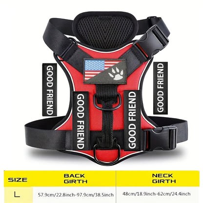 Service Dog Harness with 5 Patches – Reflective Adjustable Oxford Vest with Inner Mesh Layer, Service Dog ID System