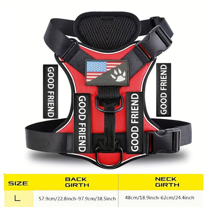 Five-Patch Dog Vest Harness in Black, Red, Rose Red, Grey or Green with XS-to-XL Sizes Pictured