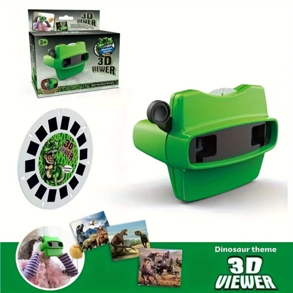 3D Slide Viewer Toy for Kids Ages 3+, Screen-Free Sideshow Projector with Space Ocean Animals Dinosaurs Slides