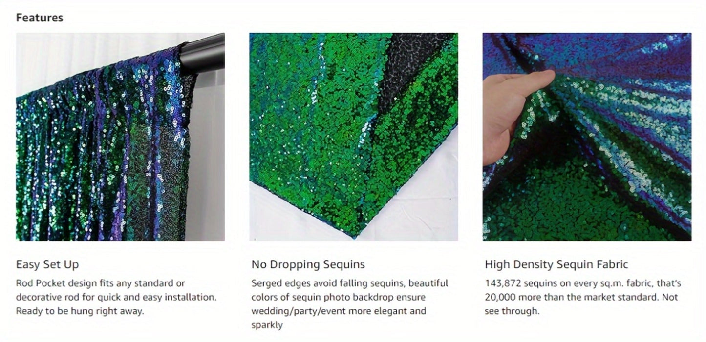 Sequin Backdrop Curtain for Party Wedding – 4x8ft Shimmering Glitter Curtain for Birthday Photo Booth Stage Decoration, Easy Hang