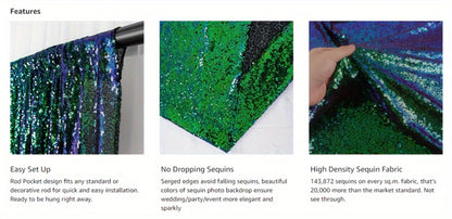 Sequin Backdrop Curtain for Party Wedding – 4x8ft Shimmering Glitter Curtain for Birthday Photo Booth Stage Decoration, Easy Hang