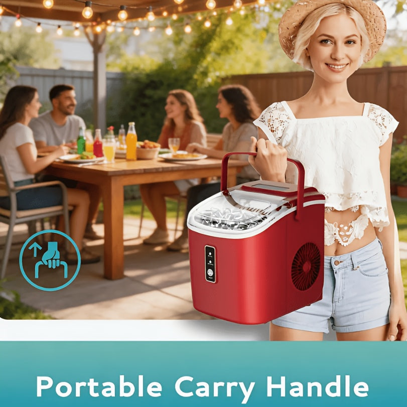Portable Ice Maker Countertop – Bullet Ice Machine 26-29 Lbs Daily, 9 Ice Cubes in 6 Mins, Self-Cleaning, Quiet Under 45dB, with Handle