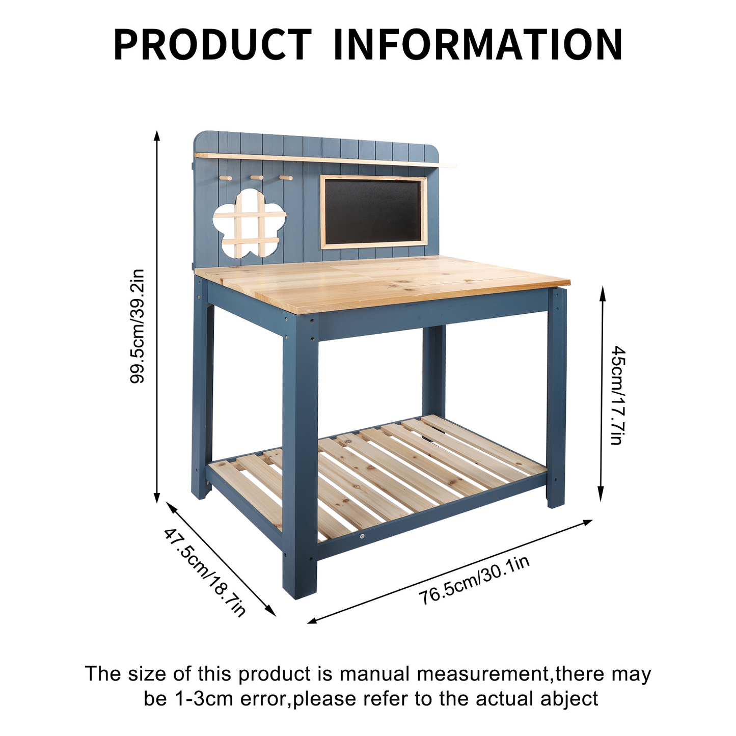 Potting Bench Table Cedar Wood Garden Workstation with Blackboard Removable Sink Hooks Double Shelf for Garden, Patio and Yard Use