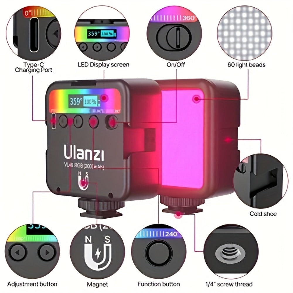 ULANZI VL49 RGB Video Light 360° Full Color LED Camera Light Panel - 2000mAh Rechargeable for an Everyday Personal Care Routine