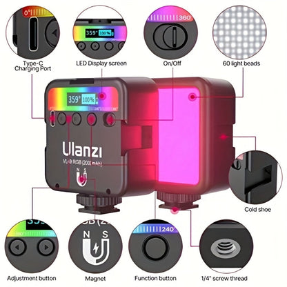 ULANZI VL49 RGB Video Light 360° Full Color LED Camera Light Panel - 2000mAh Rechargeable for an Everyday Personal Care Routine