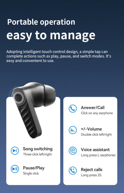 Wireless Earbuds Mini Lightweight In-Ear with ENC Call Processing, Touch Controls and Three Colors