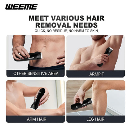 WEEEME Body Hair Trimmer with Digital Display, Four Guide Guards and Yellow, Blue or Black Housing