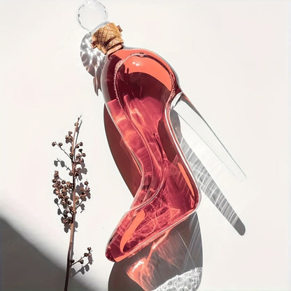 High Heel Shoe Decanter Crystal Glass with Stopper 26oz, Handmade Transparent Wine Decanter for Kitchen Dining Decor
