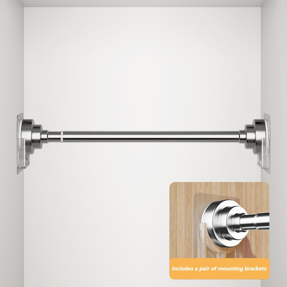 Tension Rod Stainless Steel No Drill – Adjustable Curtain Rod for Wardrobe Bathroom Bedroom, Clothes Drying Rod, Multiple Sizes & Colors