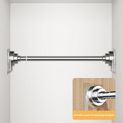 Tension Rod Stainless Steel No Drill – Adjustable Curtain Rod for Wardrobe Bathroom Bedroom, Clothes Drying Rod, Multiple Sizes & Colors