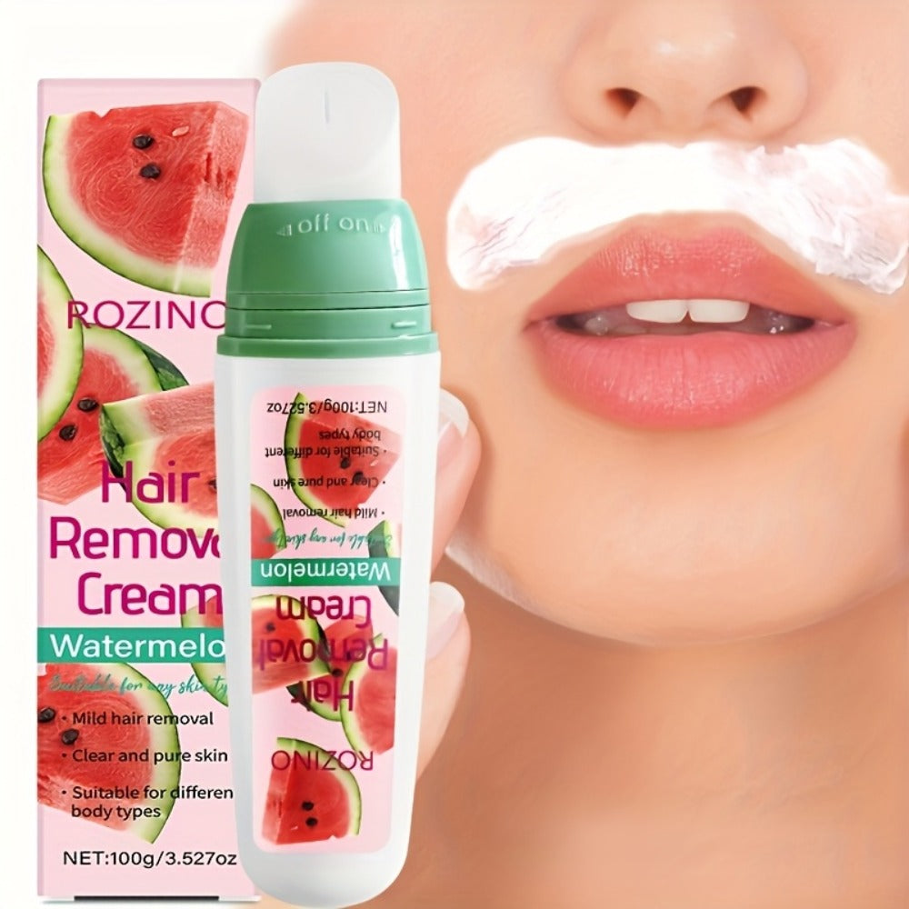 Hair Removal Cream ROZINO 100g Watermelon Roll-On Bottle with Carton for External Body Grooming